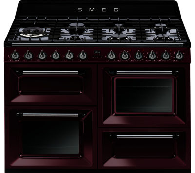 SMEG  TR4110RW1 110 cm Dual Fuel Range Cooker - Red Wine
